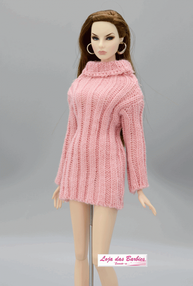 Roupa de crochê para boneca Barbie, doll silkstone, doll monster high,  fashion royalty Modelo Me01 