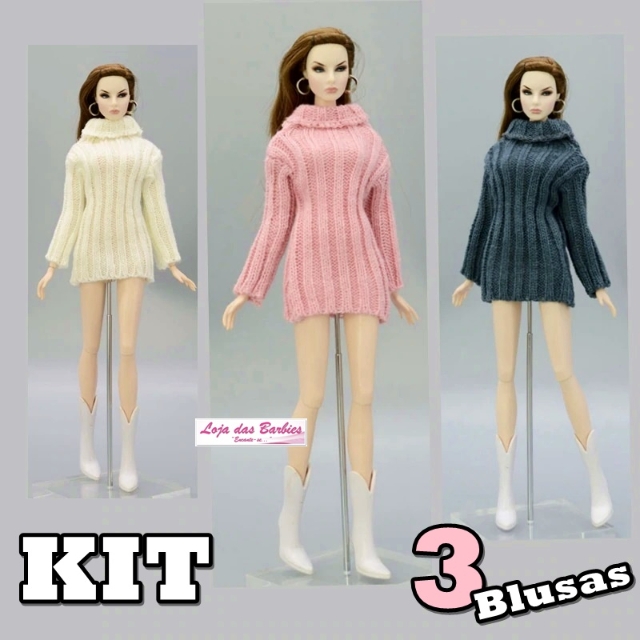 Roupa de crochê para boneca Barbie, doll silkstone, doll monster high,  fashion royalty Modelo Me01 