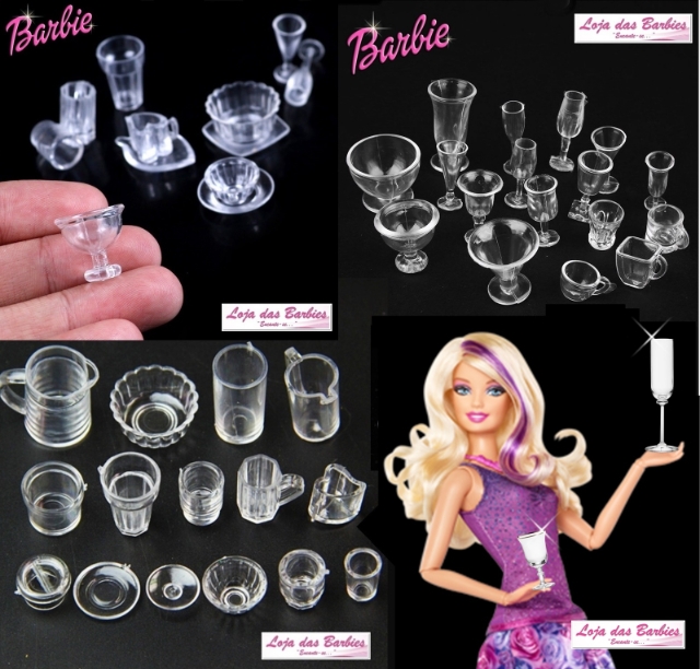 KIT COPA / COZINHA / COMIDAS / GULOSEIMAS / UTENSÍLIOS Diferentes  Miniaturas Para Barbie ! (10 Peças) por R$44,90