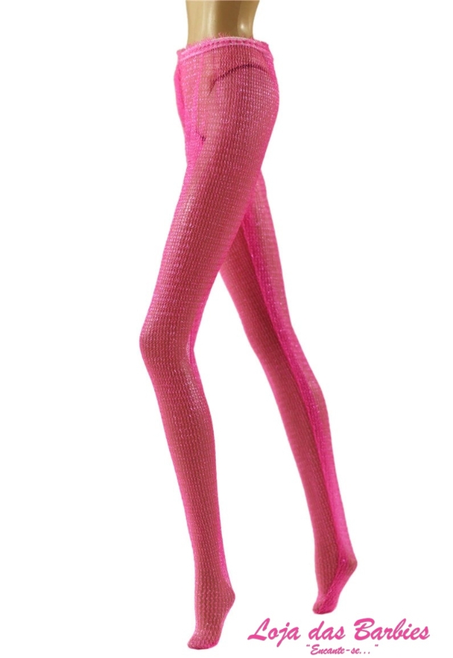 Kit com 2 Meia Calça 7/8 para Boneca Barbie * Branco Rosa