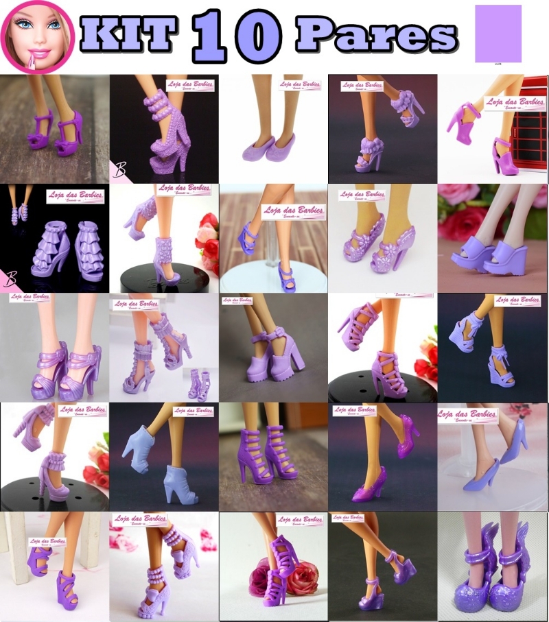 Kit com 10 Conjuntos De Roupas Para Bonecas Barbie - Não Repete em