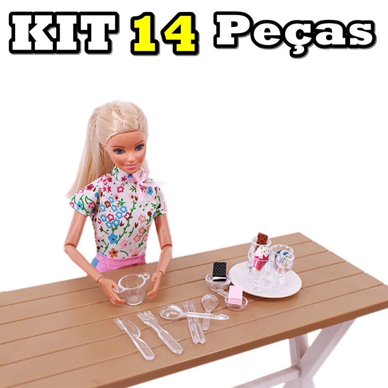 Jogo De Panelas e Utensílios De Cozinha Para Barbie (11 Peças) por R$39,90