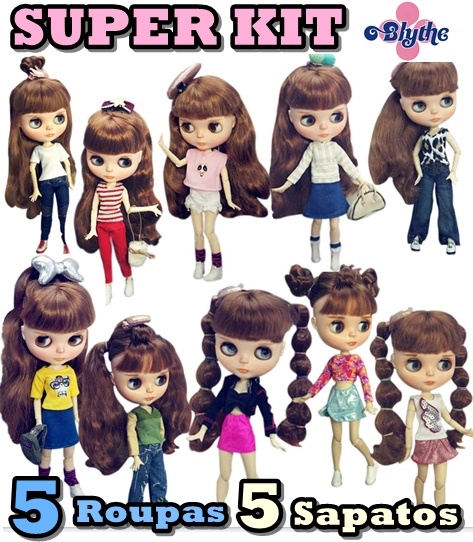 Kit 5 Roupinhas Para Boneca Barbie Mais 5 Pares de Sapatos