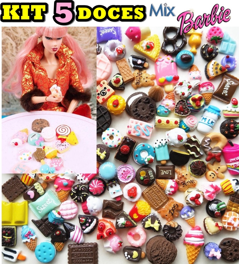 KIT COPA / COZINHA / COMIDAS / GULOSEIMAS / UTENSÍLIOS Diferentes  Miniaturas Para Barbie ! (40 Peças) por R$159,90