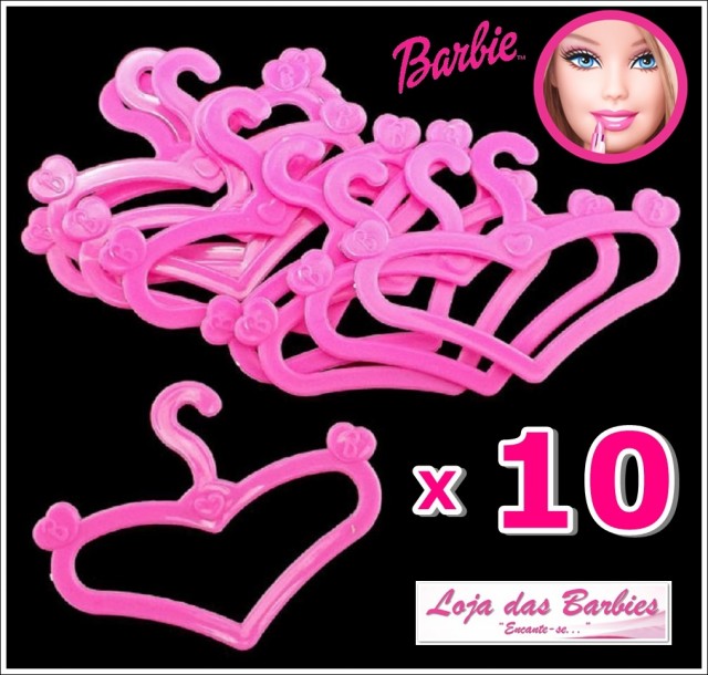 Kit 20 Cabides Coração Original Para Roupas Da Boneca Barbie