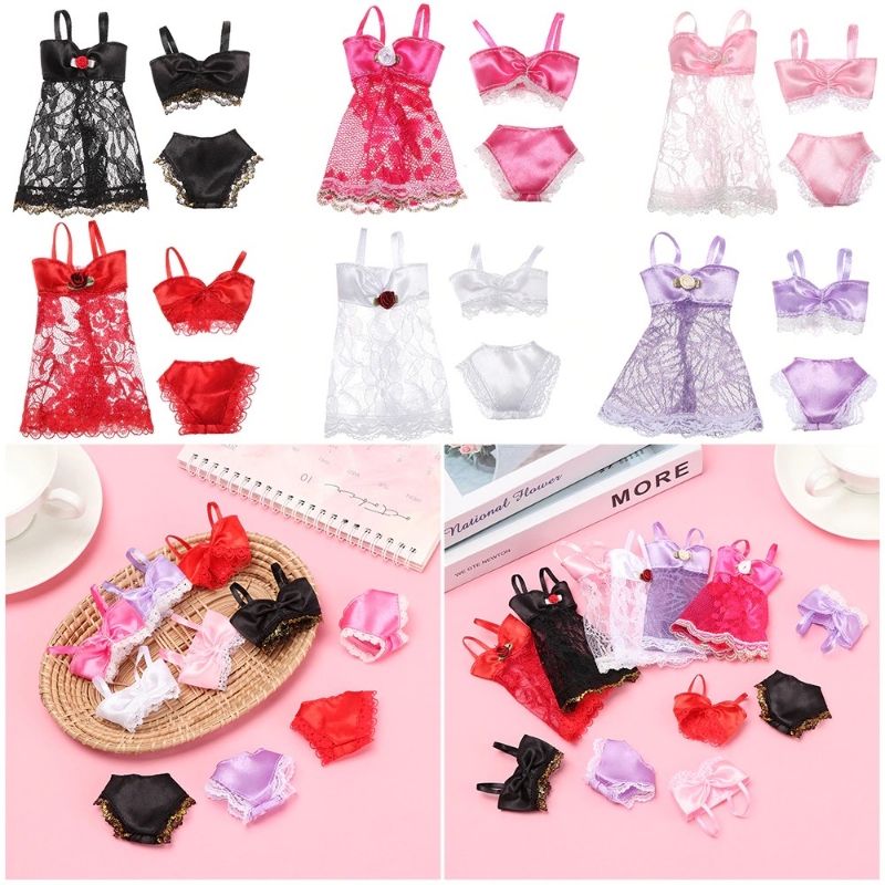 Roupa Lingerie Luxo Camisola Para Boneca Barbie + Sapatos