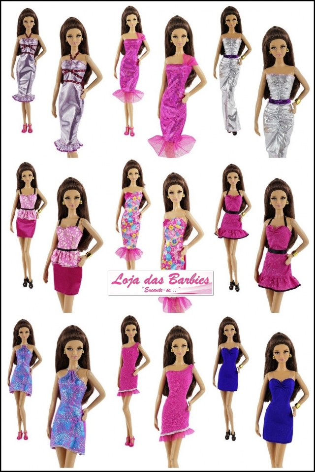 PACOTE ESPECIAL* 05 Roupas Fashion Para Barbie + 10 Pares de