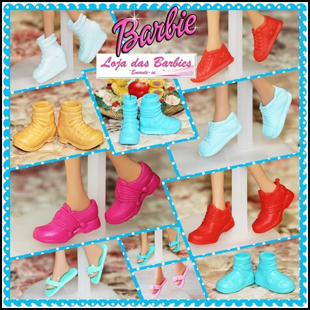10 Conjuntos Roupas Boneca Barbie + 10 Sapatos Retos Tênis - R$ 149,9