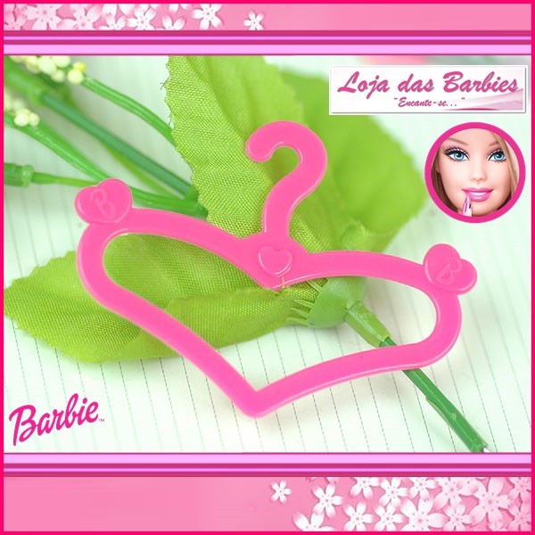 Kit 20 Cabides Coração Original Para Roupas Da Boneca Barbie