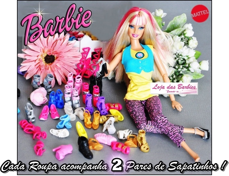 Coleção FASHION CHIC : Roupinha Para Barbie + 2 Pares De