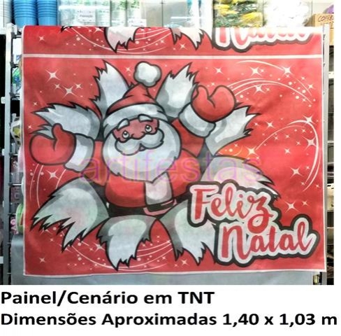 Painel TNT Natal Ho Ho Ho Papai Noel Sino 1,40x1,03m - 01 un