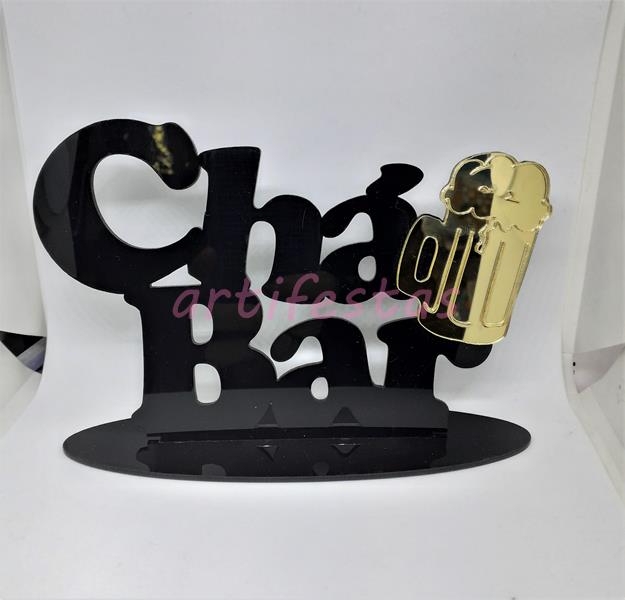 Plaquinha em Acrílico tema Chá de Bar, serve para Decoração da Mesa ou como  Topo de Bolo. por R$9,90