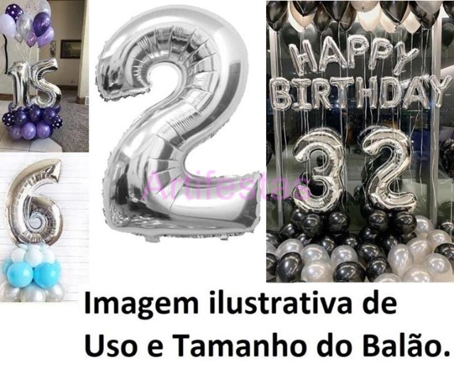 Balão Número Pequeno Prata 32 Pol ou 70 cm em Promoção na Americanas