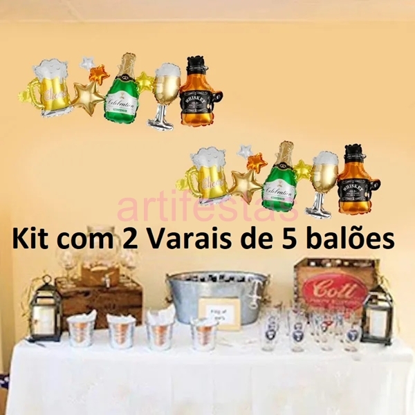 Balão Foil Kit com 2 Varais de 5 balões Celebrate. por R$19,90