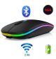 Mouse sem fio Recarregvel Bluetooth + 2.4 Ghz Luminoso H’Maston E-1300 Pro