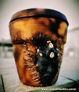 Pote ESU de barro decorado c/ GELEDE (Mascara)