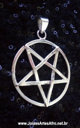 Pingente Pentagrama invertido toda em prata 950