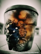 Pote ESU de barro decorado c/ GELEDE (Mascara)