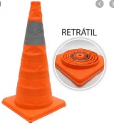 Cone de Sinalização Retrátil 62cm com Faixa Refletiva