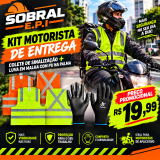 Kit Colete sinalização com faixa refletiva + luva em malha com revestimento em PU na palma .