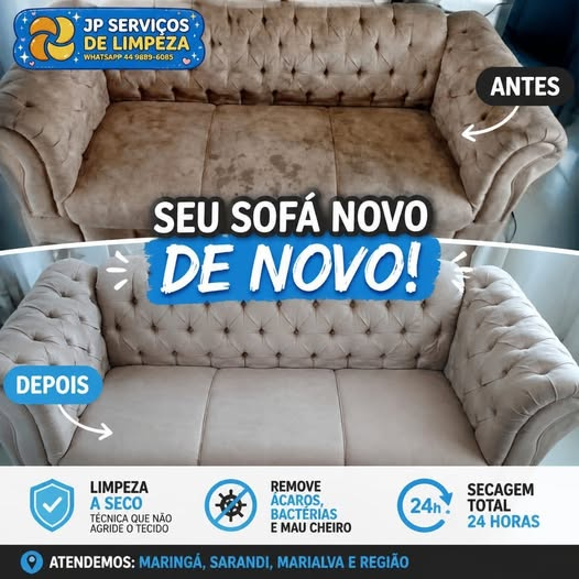  Limpeza de sofá a seco em Maringá