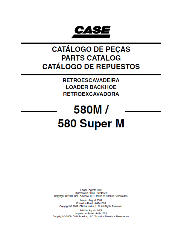 CATALOGO DE PEÇAS CASE RETROESCAVADEIRA 580M.