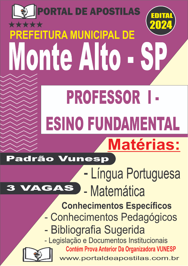 Apostila Da Prefeitura De Monte Alto Professor I Ensino Fundamental