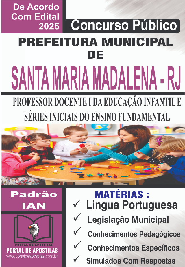 Apostila Da Prefeitura De Santa Maria Madalena Professor Docente I 