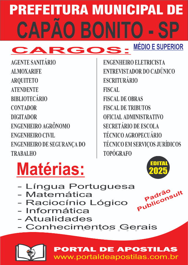 Apostila Da Prefeitura De Capo Bonito Mdio e Superior Comum