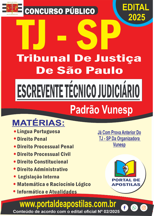 Apostila TJ-SP 2025 - Escrevente Tcnico Judicirio