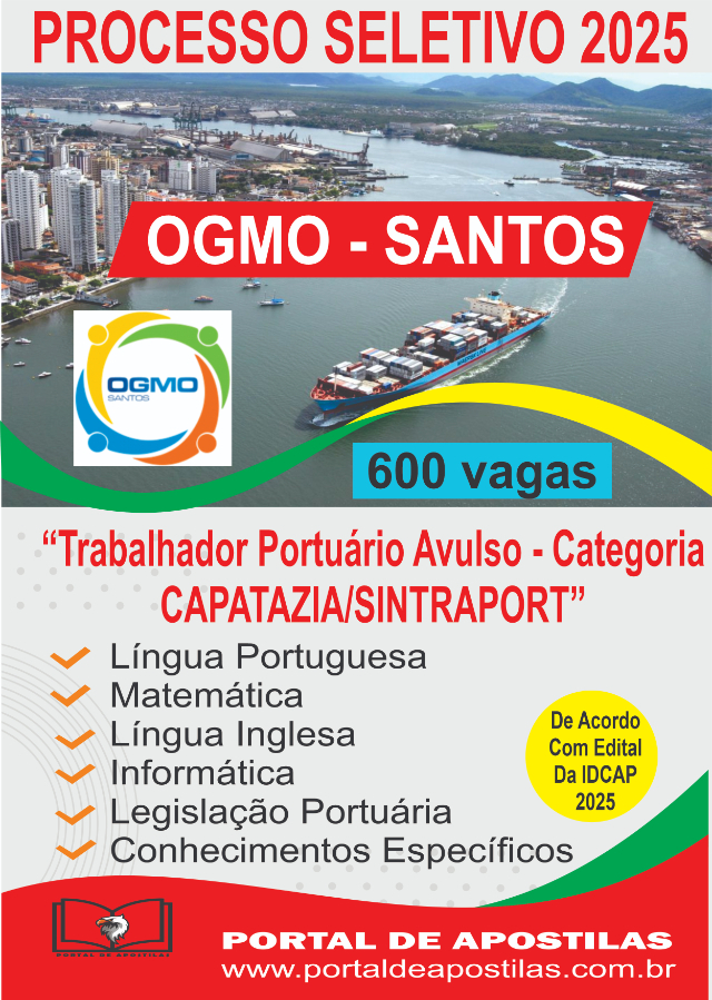 Apostila Para OGMO De Santos Trabalhador Porturio Avulso - Categoria CAPATAZIA/SINTRAPORT