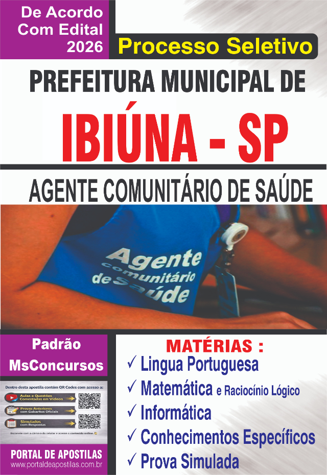 Apostila Da Prefeitura De Ibi�na Agente De Sa�de 
