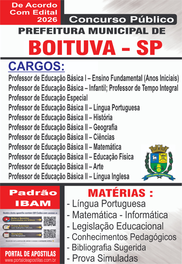 Apostila Da Prefeitura De Boituva Superior Educa��o 