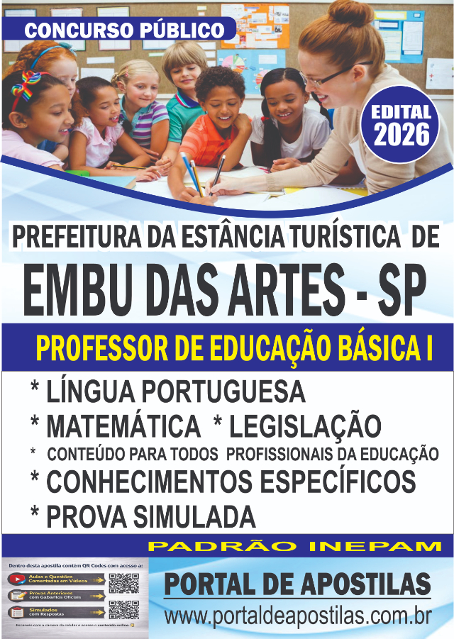 Apostila Da Prefeitura De Embu Das Artes Professor PEB I 