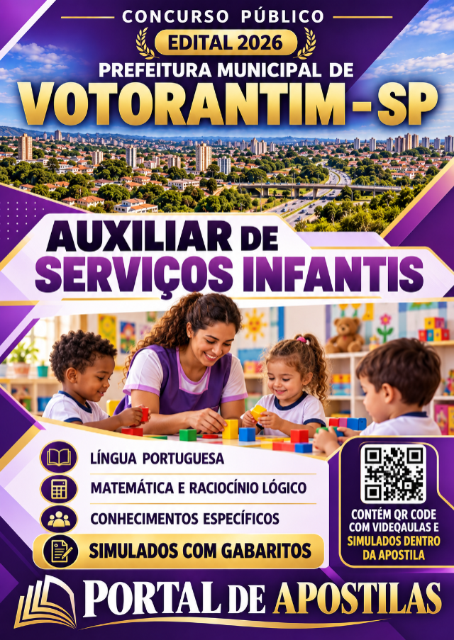 Apostila Da Prefeitura De Votorantim Auxiliar De Serviços Infantis 