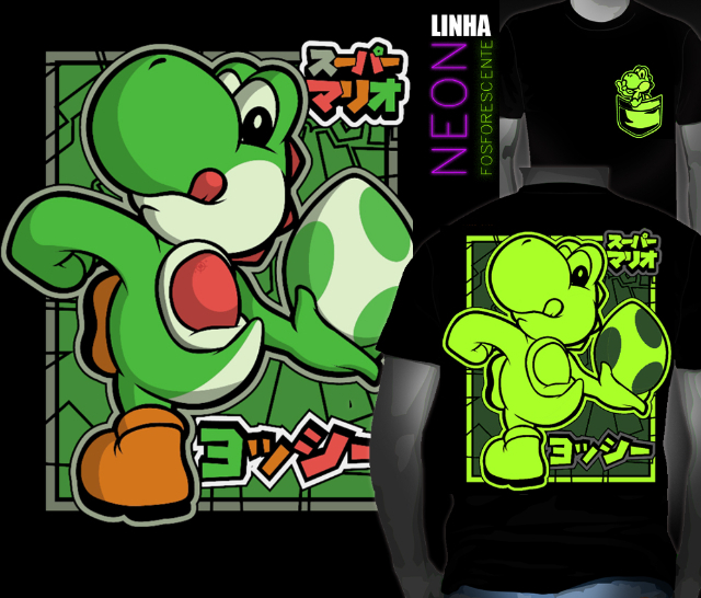 Camiseta Super Mario - Yoshi (Neon) por R$69,90