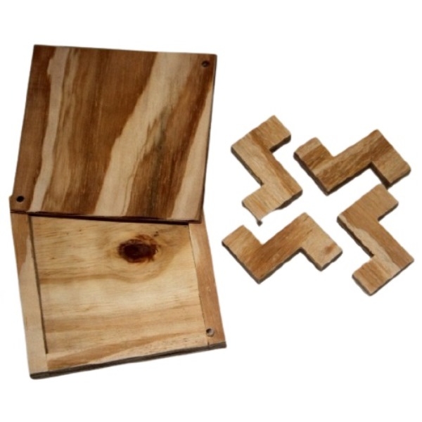 Quebra-cabeça de folha de madeira de 4 peças, quebra-cabeças de