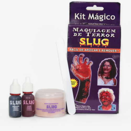 Maquiagem make De Terror Kit Sangue Massa Slug- Halloween Zumbi