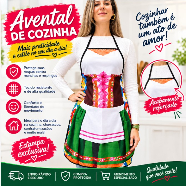 Avental Cozinha Frida Rosa