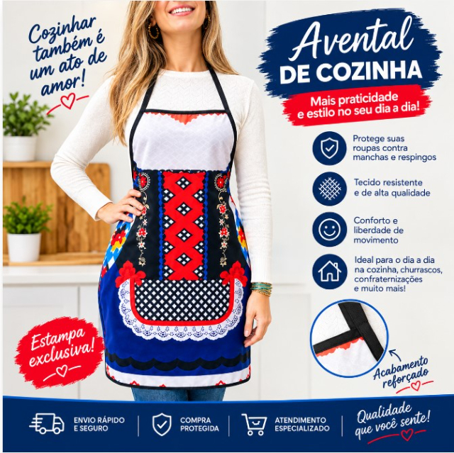 Avental Cozinha Frida Vermelho