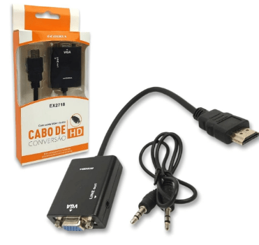 Cabo de conversor VGA para HDMI com áudio ecooda EX2718