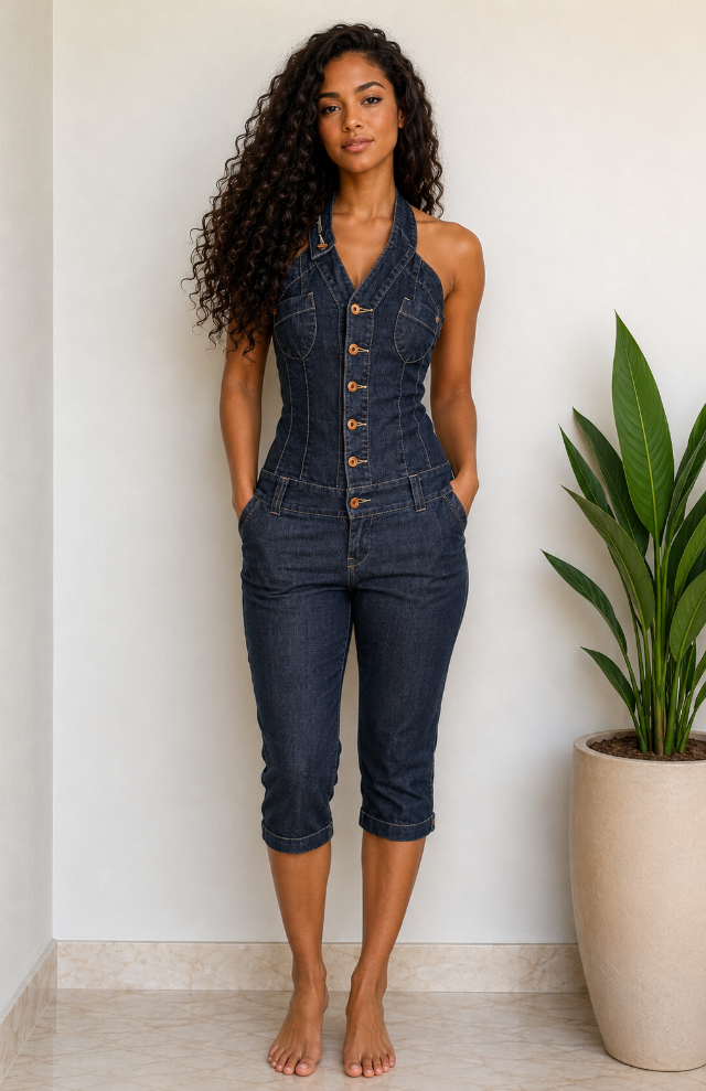 MACACÃO JEANS STREET NIWIT - TAM=P - BUSTO=84 - CINTURA=70 - QUADRIL=88 - COMPR=102  (ref. 14815)