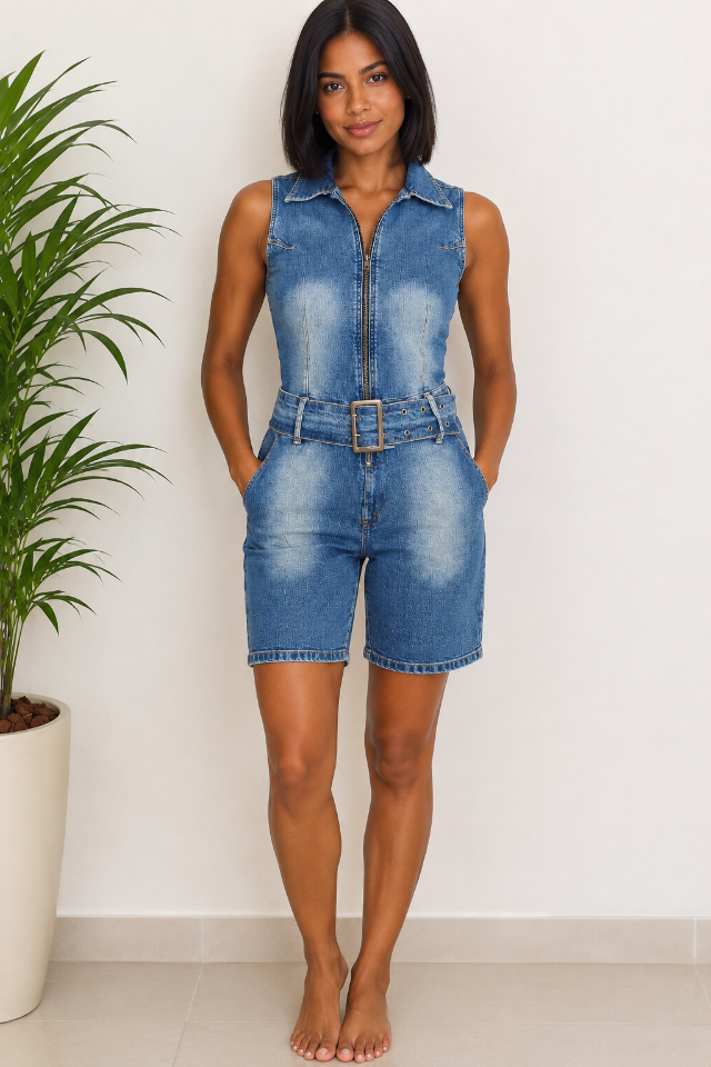 MACAQUINHO STREET JEANS MIX - TAM=36 - BUSTO=86 - CINTURA=70 - QUADRIL=84 - COMPR=90  (ref. 14866)