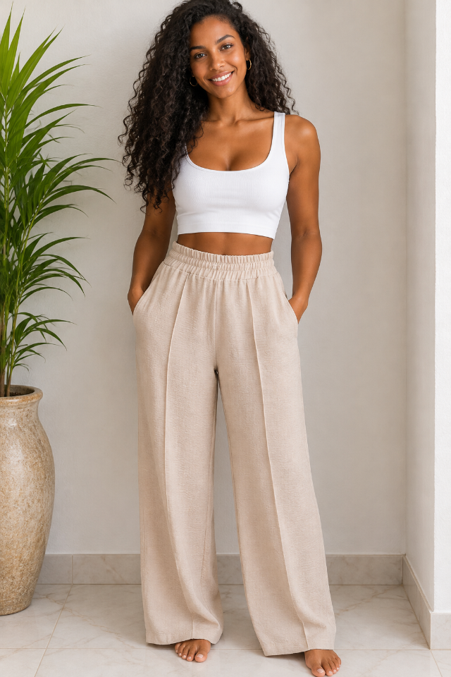 CALÇA - TAM=CINTURA ELÁSTICO=82 - QUADRIL=102 - COMPR=110  (ref. 15050)