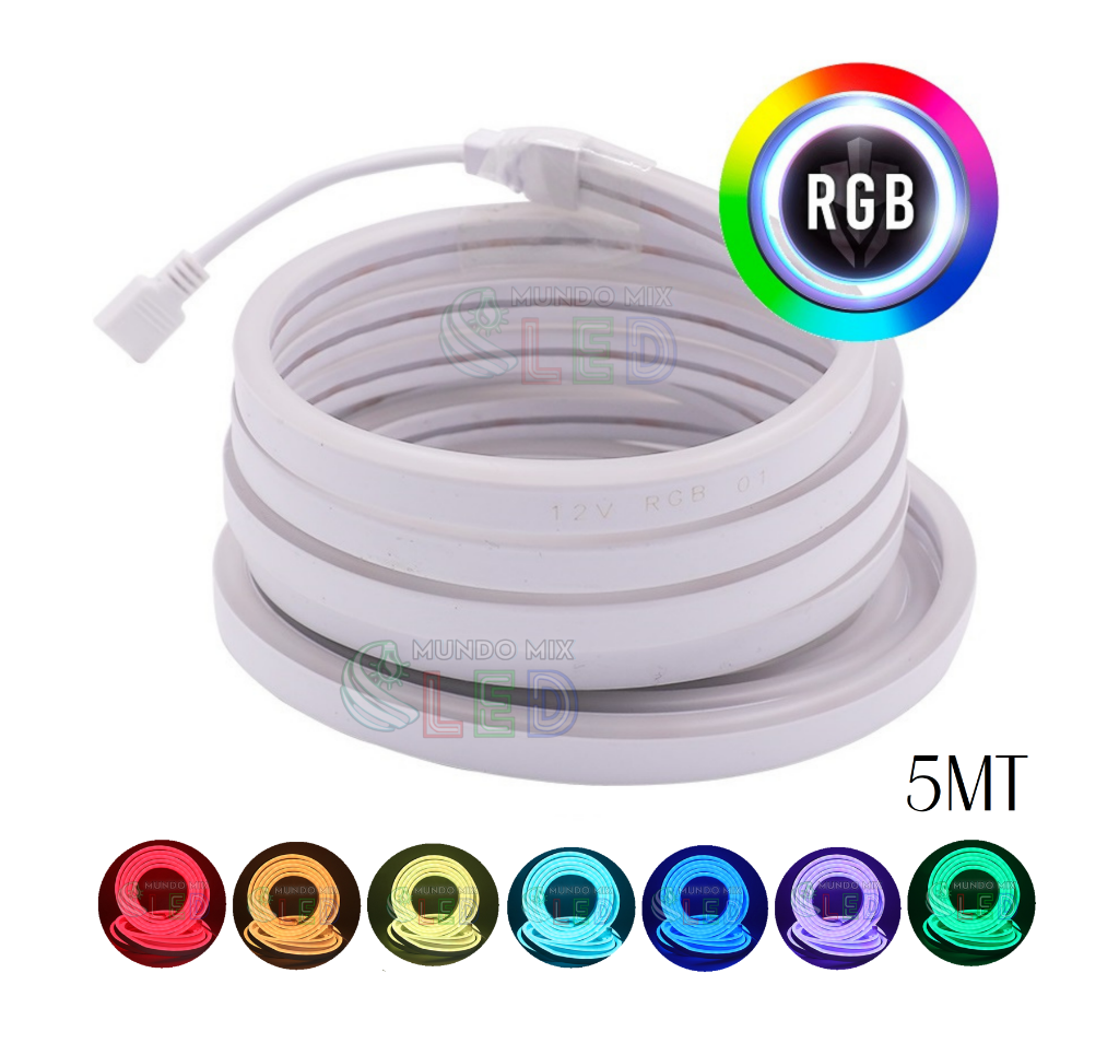       05metros Mangueira Neon LED 6X12MM (( 12V RGB COLORIDO )) Flexvel Alto Brilho 12 Volts Alto Brilho RGB 6X12MM