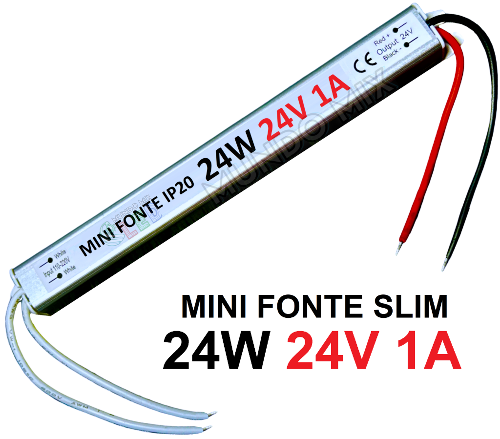     MINI Fonte Automática 24W 24V 1A Ultra SLIM Bivolt Saida 24V 1A 