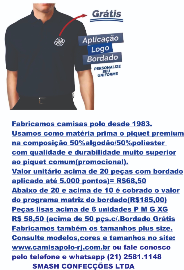 CAMISA POLO NO PIQUET PREMIUM COM APLICA��O DE 1 LOGO BORDADO GR�TIS?cache=20260422155804