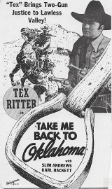 G232-TEX RITTER, DE VOLTA A OKLAHOMA - Take Me Back To Oklahoma - 1940 - Tex Ritter-Bob Willis-Gene Alsace