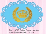 PAINEL COROA MENINO GLITTER DOURADO 30 CM