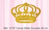 COROA COM GLITTER DOURADO 30 CM